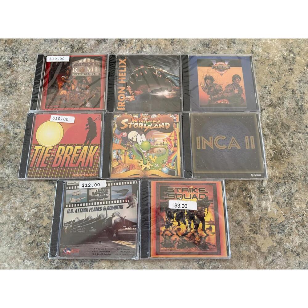 Lot of 8 SEALED PC Video Games Including Iron Helix, Tie Break, and Inca II